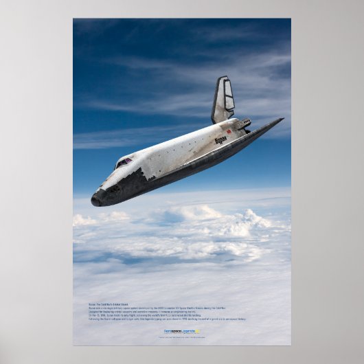 Buran Spaceplane Descending Through Clouds Poster (Vorne)