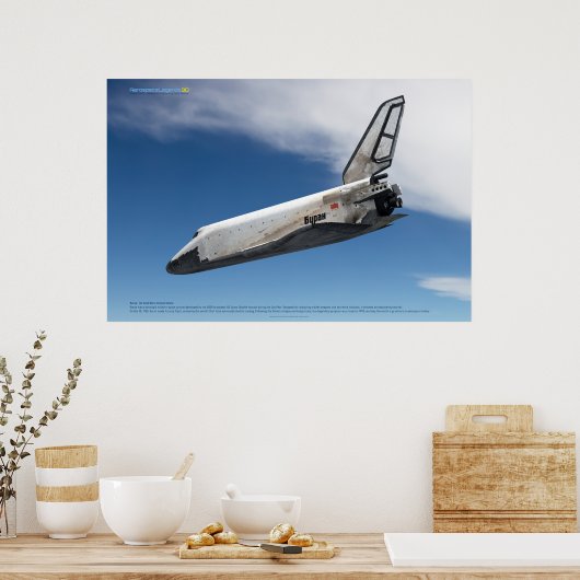 Buran Spaceplane Descending Through Clouds Poster (Küche)
