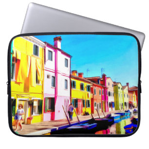 Burano, Aquarellmalerei in Venedig Laptopschutzhülle