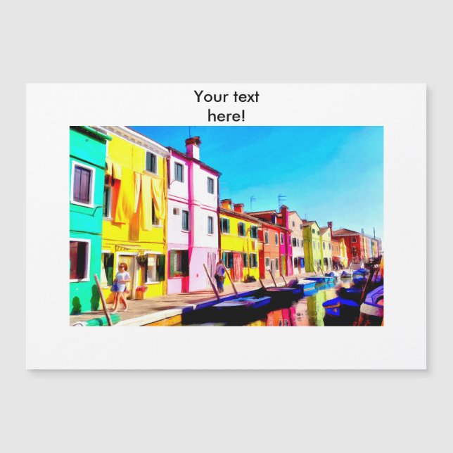 Burano, Aquarellmalerei in Venedig Magnetkarte (Vorderseite)