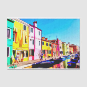 Burano, Aquarellmalerei in Venedig Seidenpapier