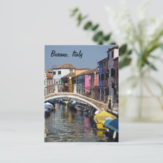 Burano Bridge Postcard Postkarte (Stehend Vorderseite)