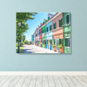 Burano-Häuser mit Blick auf Leinwand (Insitu (Holzboden))