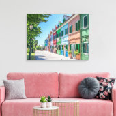 Burano-Häuser mit Blick auf Leinwand (Insitu (Wohnzimmer))
