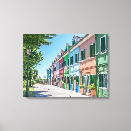 Burano-Häuser mit Blick auf Leinwand (Vorderseite)