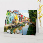 Burano Insel in der Nähe von Venedig, Rainbow Hous Karte (Gelbe Blume)