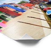 Burano, Italien - farbenfrohe Häuser und Bootkanal Fotodruck (Ecke)