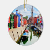 Burano, Italien - farbenfrohe Häuser und Bootkanal Keramik Ornament (Links)