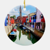Burano, Italien - farbenfrohe Häuser und Bootkanal Keramik Ornament (Hinten)