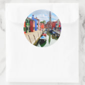 Burano, Italien - farbenfrohe Häuser und Bootkanal Runder Aufkleber (Tasche)