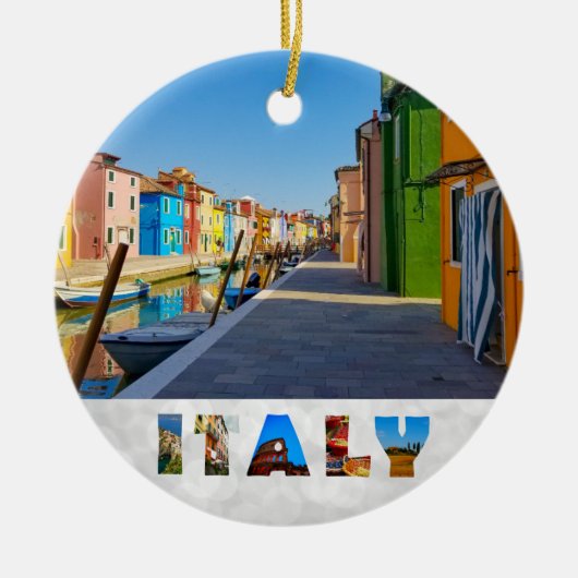 Burano Italien Farbenfrohe italienische Häuser am Keramik Ornament (Vorne)