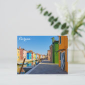 Burano Italien Farbenwohnungen am Kanal Postkarte (Stehend Vorderseite)