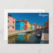 Burano Italien Farbenwohnungen am Kanal Postkarte (Vorne/Hinten)