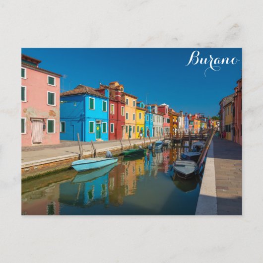 Burano Italien Farbenwohnungen am Kanal Postkarte (Vorderseite)