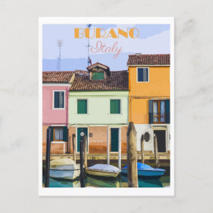Burano Italien Farbiges Vintage-Reiseziel Postkarte
