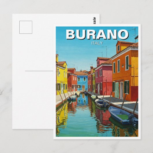 Burano Italien Postkarte (Vorne/Hinten)
