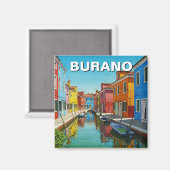 Burano Italien Postkarte Magnet (Vorderseite/Rückseite)