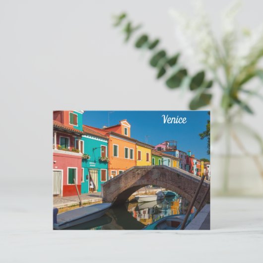 Burano Street Scene Venice Italien Postkarte (Stehend Vorderseite)