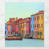 BURANO - Venezianische Lagune Venedig - Burano Weinetikett (Einzelnes Label)