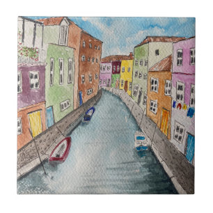 Burano Venice Helle Häuser Fliese