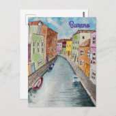 Burano Venice Helle Häuser Postkarte (Vorne/Hinten)