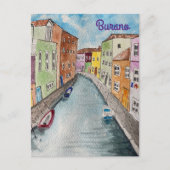 Burano Venice Helle Häuser Postkarte (Vorderseite)