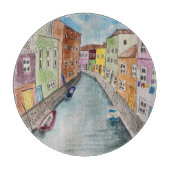 Burano Venice Helle Häuser Schneidebrett (Vorderseite)