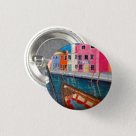 Burano Venice Italien 3 cm Abzeichen Button (Vorne & Hinten)