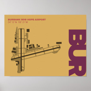 Burbank Bob Hope Airport (BUR) Diagramm Poster