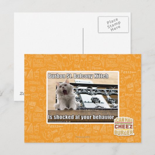 Burbon St. Balcony Kitteh Postkarte (Vorne/Hinten)