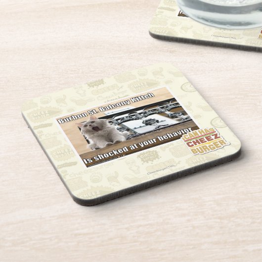 Burbon St.-Balkon Kitteh Getränkeuntersetzer (Linke Seite)