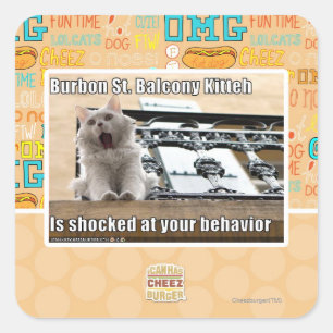 Burbon St.-Balkon Kitteh Quadratischer Aufkleber