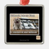 Burbon St.-Balkon Kitteh Silbernes Ornament (Vorne)