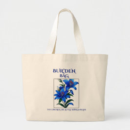 BUR'DEN BAG , BLUE LILLIES NEUTRAL CANVAS TOTE BAG JUMBO STOFFBEUTEL