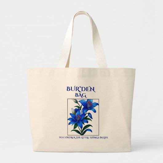 BUR'DEN BAG , BLUE LILLIES NEUTRAL CANVAS TOTE BAG JUMBO STOFFBEUTEL (Vorne)
