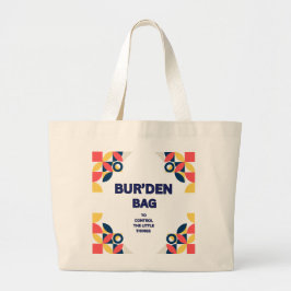 BUR'DEN BAG, NAVY GEOMETRIC CANVAS TOTE BAG JUMBO STOFFBEUTEL