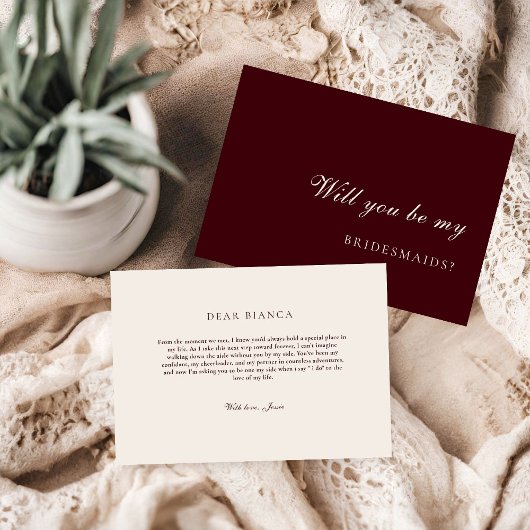 Burdund & Ivory  Bridesmaid Proposal Card Einladung