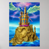 Burg am Fels am Meer | AI Art Poster (Vorne)