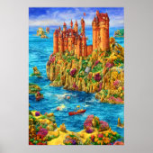Burg am Meer | AI Art Poster (Vorne)