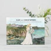 Burg am Meer | Hochzeitsempfang Einladung (Stehend Vorderseite)