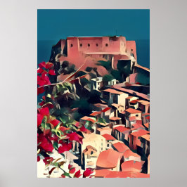 Burg am Meer Italien Kunst, Dichtung und Musik Poster
