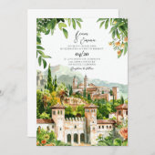 Burg Aquarell Hochzeit Einladung (Vorne/Hinten)