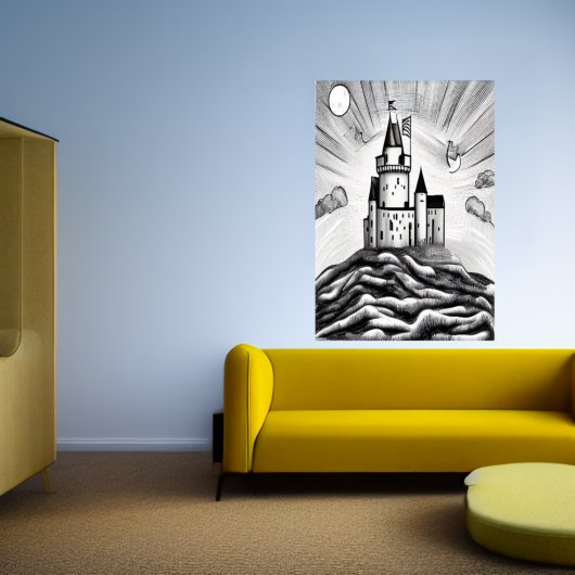 Burg auf dem Hügel | AI Art Poster