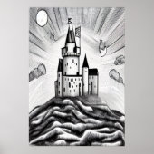 Burg auf dem Hügel | AI Art Poster (Vorne)