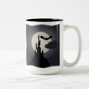 Burg, Bat und Halloween-Tasse Zweifarbige Tasse