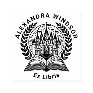 Burg, Book Wreath Frame Ex Libris Name Permastempel
