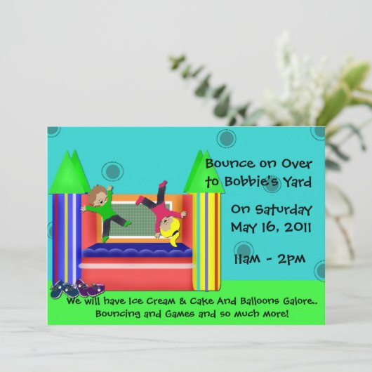 Burg Bounce Einladung (Stehend Vorderseite)