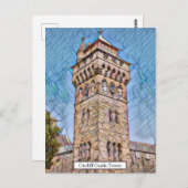 Burg Cardiff Abstraktes Kunstgiesserei Postkarte (Vorne/Hinten)