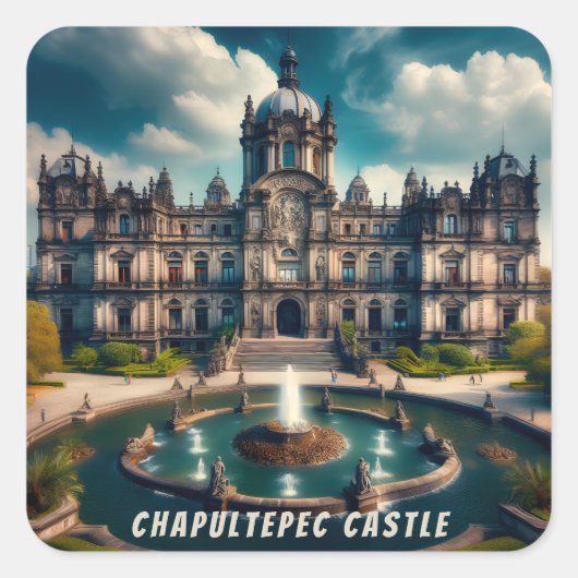 Burg Chapultepec Quadratischer Aufkleber (Vorderseite)