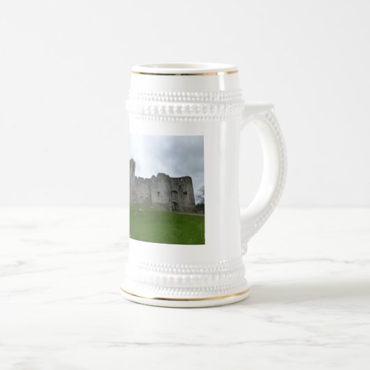 Burg Chepstow Wales Bier Tasse. Bierglas (VorderseiteRechts)